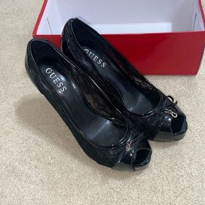 GUESS black lace heels